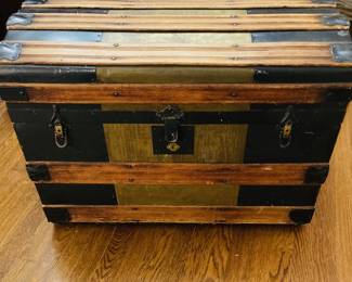 Antique Victorian Metal Bound Wood Steamer Trunk. 3 to choose from.
