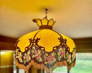 Slag glass chandelier 