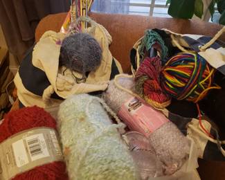 Tons of yarn!! Also, lots of knitting needles.