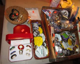 Watches, Bumbershoot pins and more