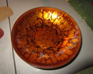 Win Ng for Georg Jensen Mid Century Modern enamel on copper bowl.