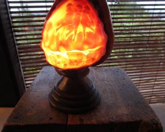 Carved shell cameo antique lamp with 3 nymphs
