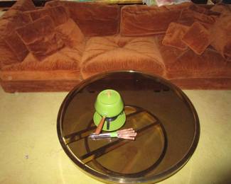 Milo Baughman cocktail table and Mid Century Fondue set