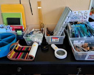 DESK SUPPLIES, BATTERIES, ART PENCILS