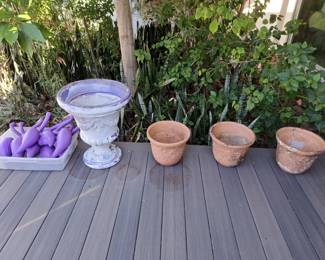 VARIOUS FLOWER POTS, YARD DECOR PURPLE  BIRDS