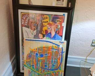 LOTS OF FRAMED COLORFUL ART