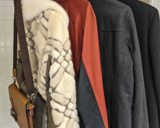 XXS/PETITE MINK COAT COMES W/ 2 BELTS; BROOKS BROS; SMOKE + PET FREE