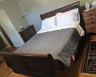 RUG, MATTRESS, BOX SPRING, LINENS, NFS; BLANKET CHEST SOLD, BED FRAME AVAILABLE