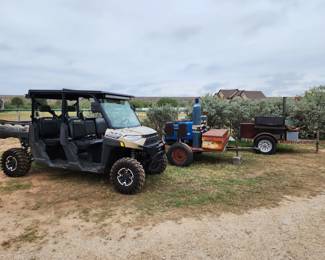Polaris Ranger XP 1000 UTV, Welder on Trailer, Smoker on Trailer
