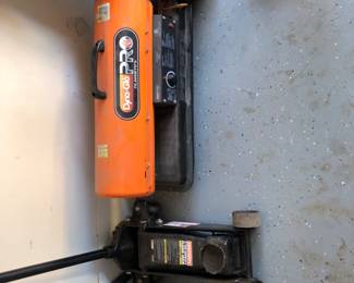 Car jack and Dyna Glo outdoor heater
