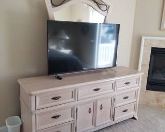 Bedroom suite: long dresser with mirror