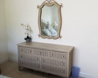 Pretty wicker dresser with mirror