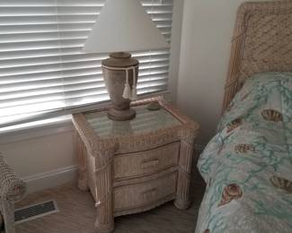 Nice quality wicker bedroom suite: nightstand detail 