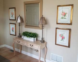 Table lamps, mirror