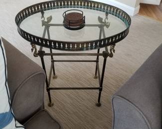 Elegant metal & glass tray table