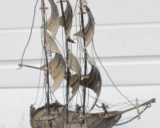 Old 800 Silver Multi Sail Galleon Ship