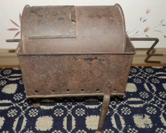 Antique Tin Drum Turned Chestnut Roaster