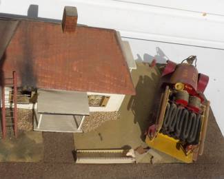 Folk Art House Fire Diorama