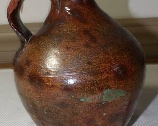 Redware Jug With Magnesium Splotches