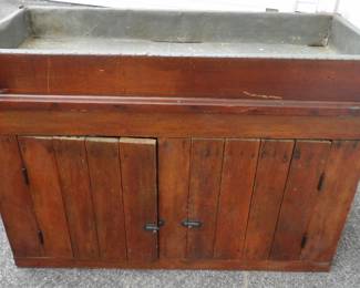 1860s Wainscot Dry Sink With Zinc Liner