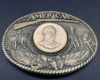 Vintage solid brass john wayne belt buckle