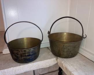 vintage/antique brass pots