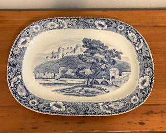 Blue and white platter - vintage Japan