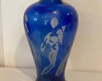 Awesome etched glass vase - 28 inches tall