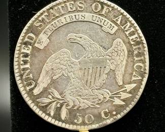 1820 50C Lg Date No Knob Capped Bust Half Dollar Reverse