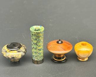 4 Mini Wooden Vases