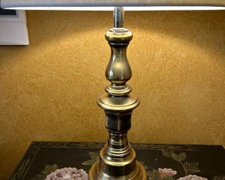pair of brass lamps