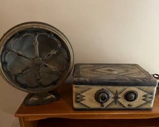 antique radio and speaker. Needs new wire