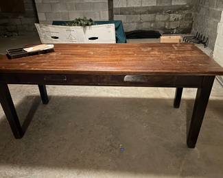 large vintage library table with 2 drawers