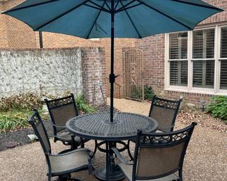 aluminum patio set and umbrella