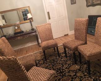 Rattan kitchen chairs.