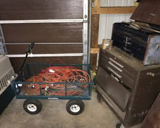 A wagon to handle many tasks and a ing tool cabinet. 