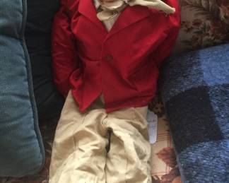 Not sure whether it was a rough night in his carrying case or just what happened to cause the missing shoe and askew bowtie. On second thought, maybe we don’t want to know what happened to this 1960s Ricky Little puppet. 