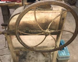 This antique corn sheller removes kernels from the cob. It would also be a great decorative piece. 