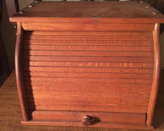 An oak breadbox with tambour door has room for other baked goods, too. 