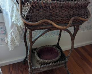 Victorian woven sewing basket