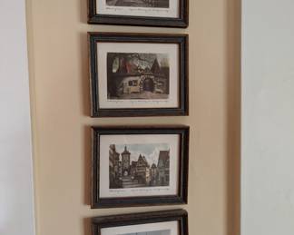 Ernst Geissendorfer Rothenburg Colored Etching Pencil Signed Framed 4 Germany