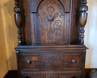 Jacobean Style Solid Wood 1920s wood cabinet