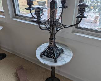 -Antique SP Candelabra
-Marble Side Table