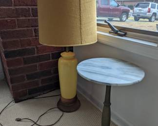 Mid-Century Modern Lamp, and Marble side table.