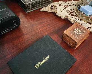 India carved wood box, Windsor jewelry, keepsake box.