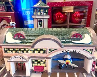 Airplane Hangar Department 56 collectible Christmas decor
