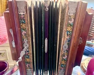 Antique musical accordion instrument