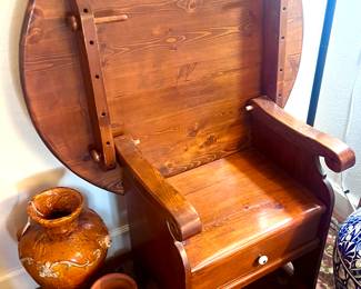 Folding wood table and chair