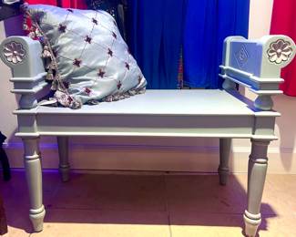 Adorable vintage blue bench