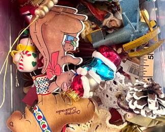 Various vintage Christmas ornaments